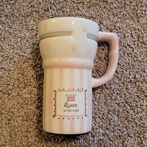 Queen of the Road Ceramic Travel Coffee Mug With Lid